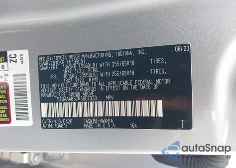 2024 Toyota Grand Highlander Xle from USA, damaged, VIN 5TDAAAB57RS007330